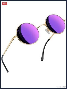 Small Round Polarized Sunglasses UV400 Protection Hippie Retro Metal Frame